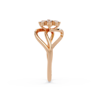 Round Cut Floral Cluster Diamond Wave Ring
