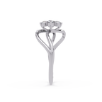 Round Cut Floral Cluster Diamond Wave Ring