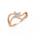 Round Cut Floral Cluster Diamond Wave Ring