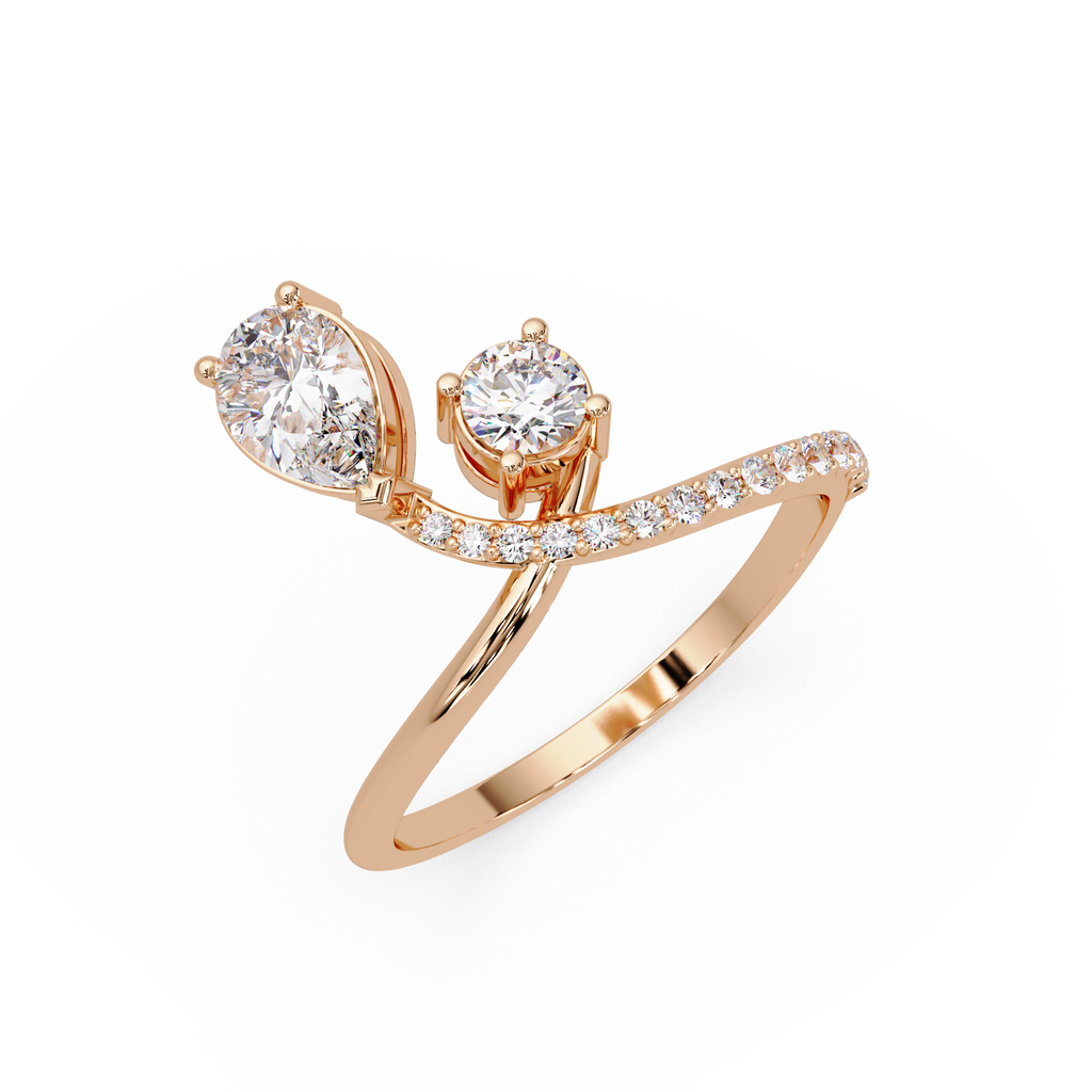 Toi et Moi Pear & Round Diamond Ring – Customizable Engagement Ring in Gold
