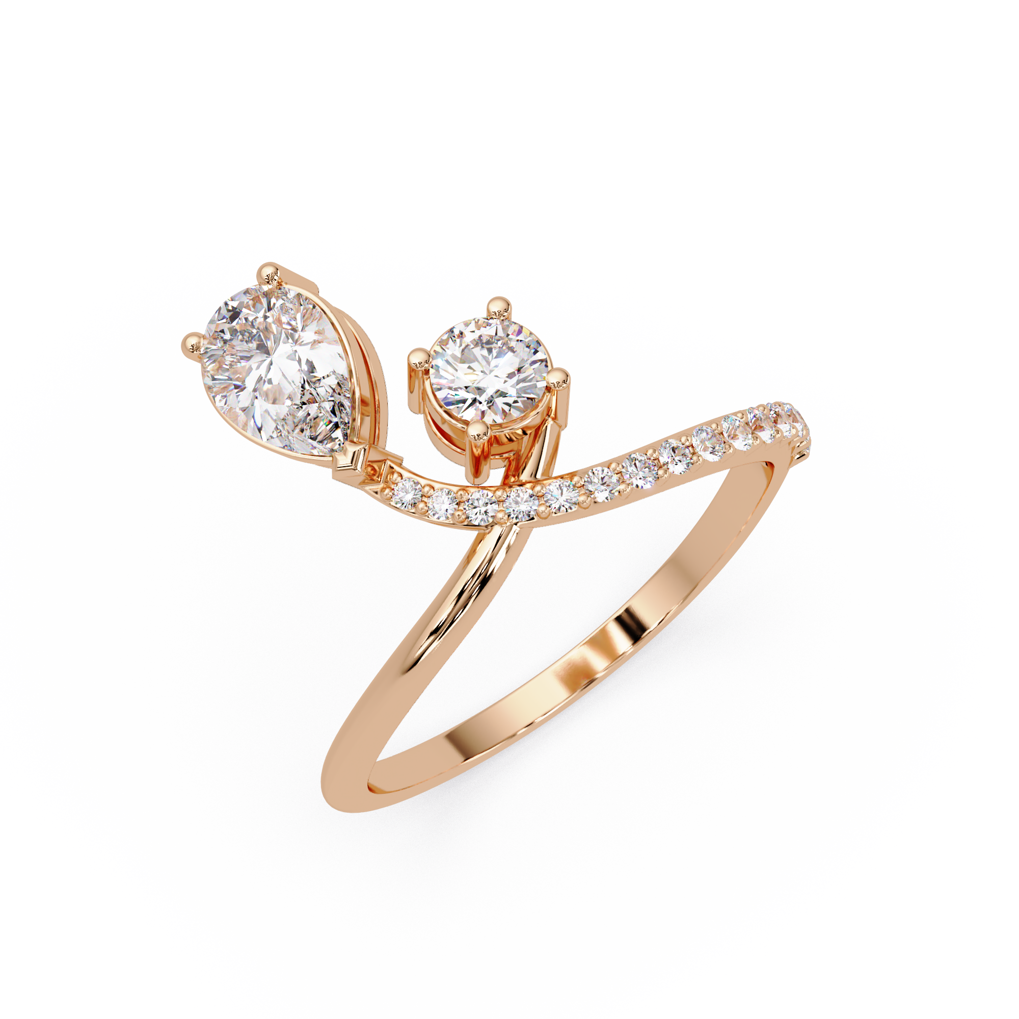 Toi et Moi Pear & Round Diamond Ring – Customizable Engagement Ring in Gold