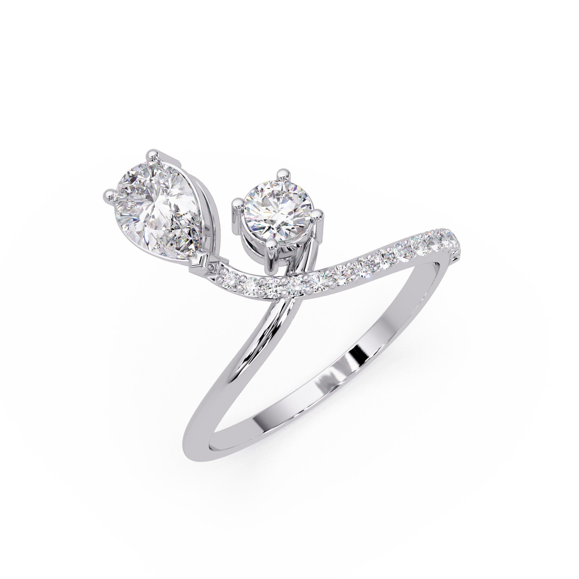 Toi et Moi Pear & Round Diamond Ring – Customizable Engagement Ring in Gold