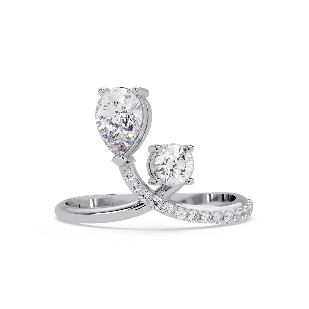 Toi et Moi Pear & Round Diamond Ring – Customizable Engagement Ring in Gold