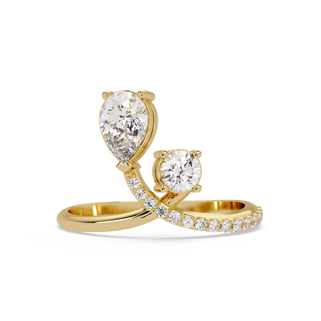 Toi et Moi Pear & Round Diamond Ring – Customizable Engagement Ring in Gold