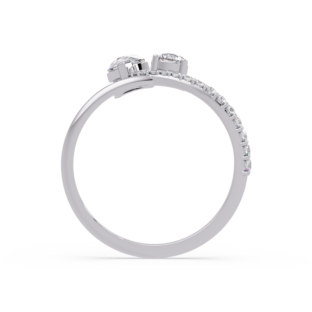 Toi et Moi Pear & Round Diamond Ring – Customizable Engagement Ring in Gold