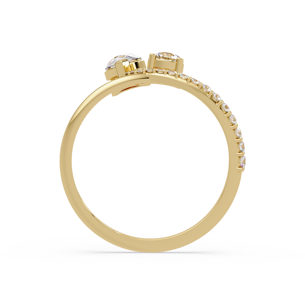 Toi et Moi Pear & Round Diamond Ring – Customizable Engagement Ring in Gold