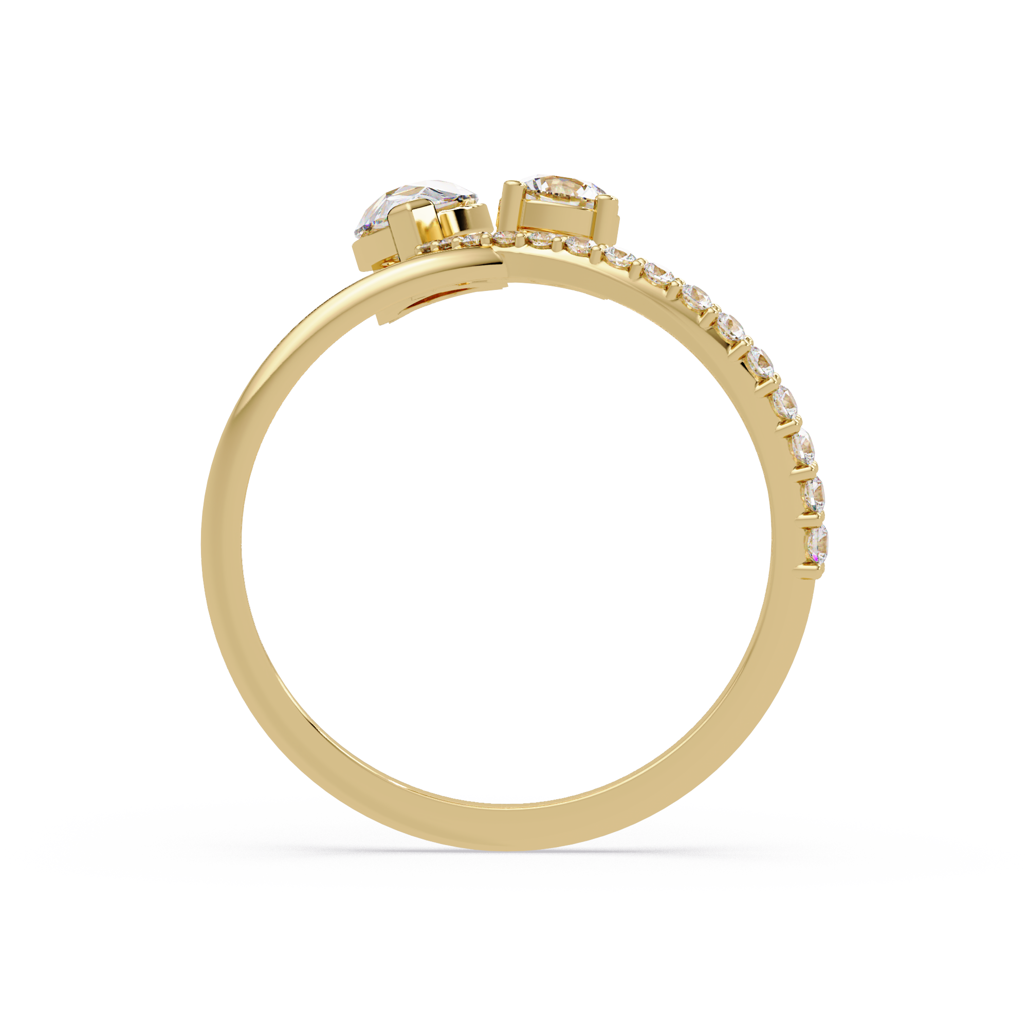 Toi et Moi Pear & Round Diamond Ring – Customizable Engagement Ring in Gold
