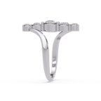 Round Cut Graduated Diamond Open Bypass Ring in Gold