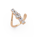 Round Cut Graduated Diamond Open Bypass Ring in Gold