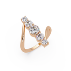 Round Cut Graduated Diamond Open Bypass Ring in Gold