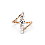 Round Cut Graduated Diamond Open Bypass Ring in Gold