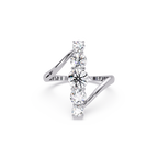 Round Cut Graduated Diamond Open Bypass Ring in Gold