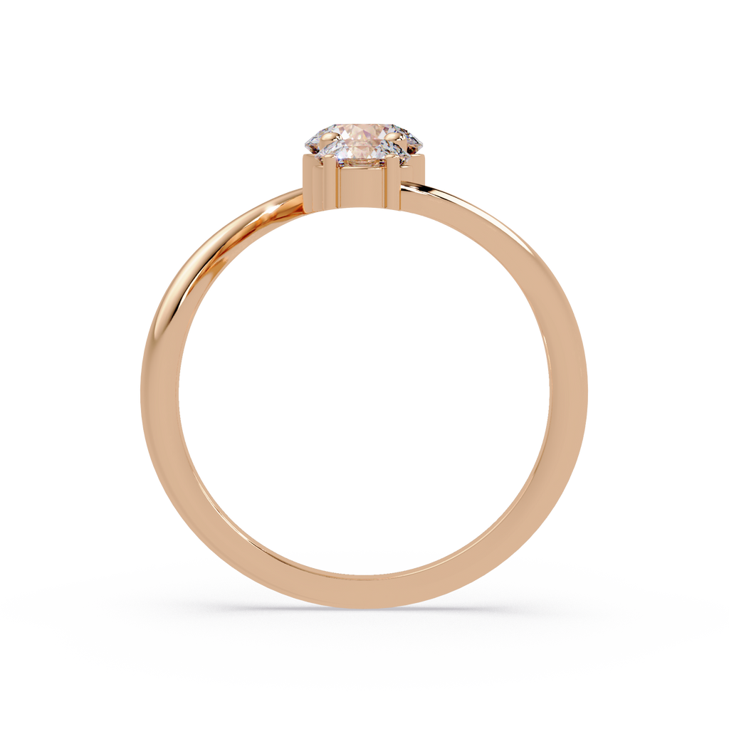 Round Cut Graduated Diamond Open Bypass Ring in Gold