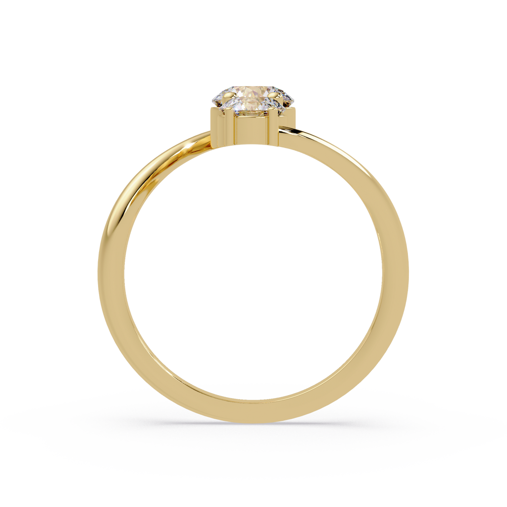 Round Cut Graduated Diamond Open Bypass Ring in Gold