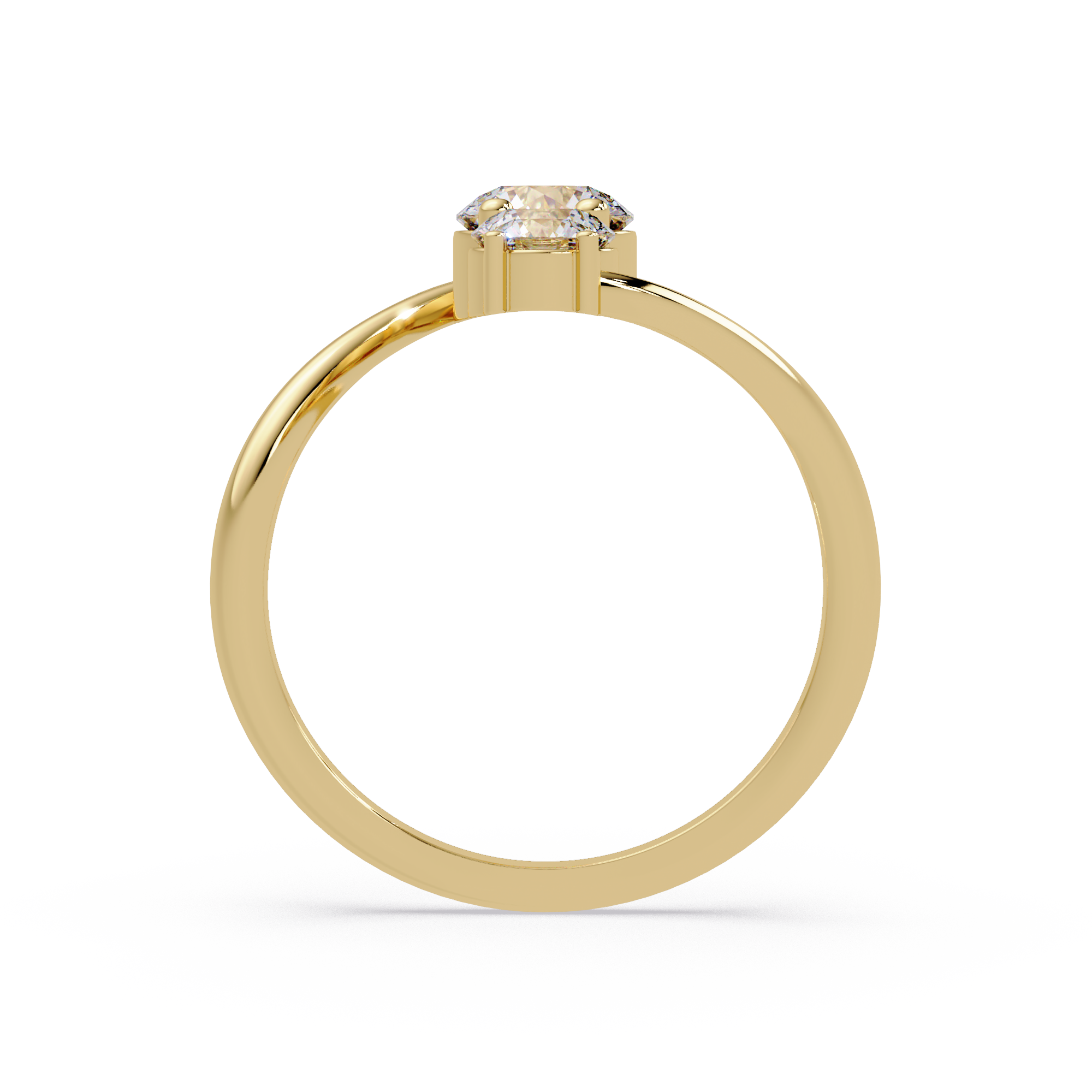 Round Cut Graduated Diamond Open Bypass Ring in Gold