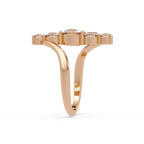 Round Cut Graduated Diamond Open Bypass Ring in Gold