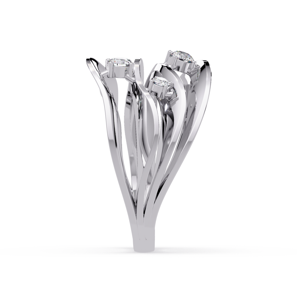 Three Stone Diamond Bypass Ring