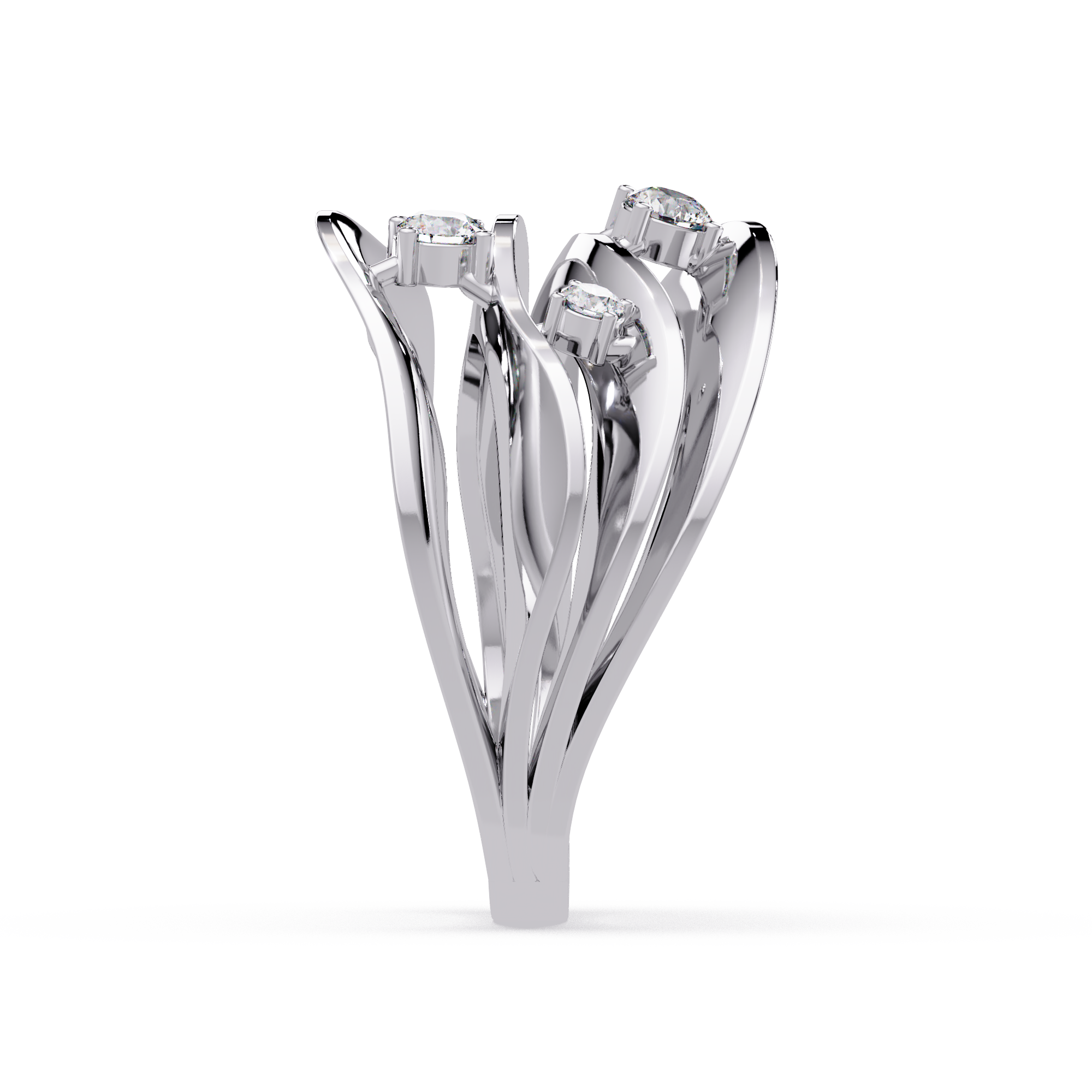 Three Stone Diamond Bypass Ring