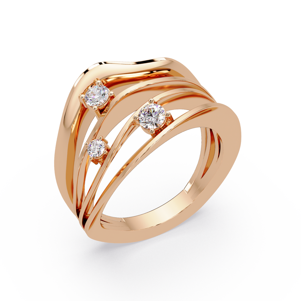 Three Stone Diamond Bypass Ring