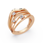 Three Stone Diamond Bypass Ring