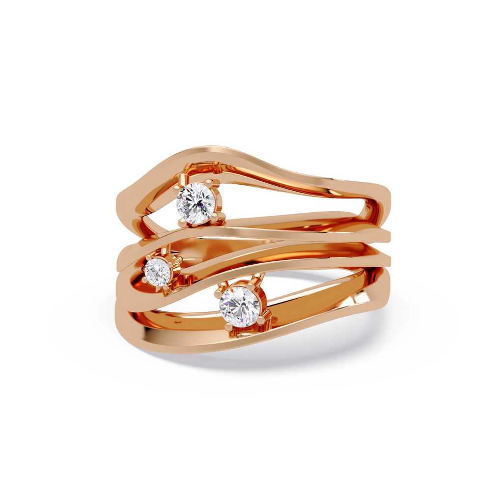 Three Stone Diamond Bypass Ring