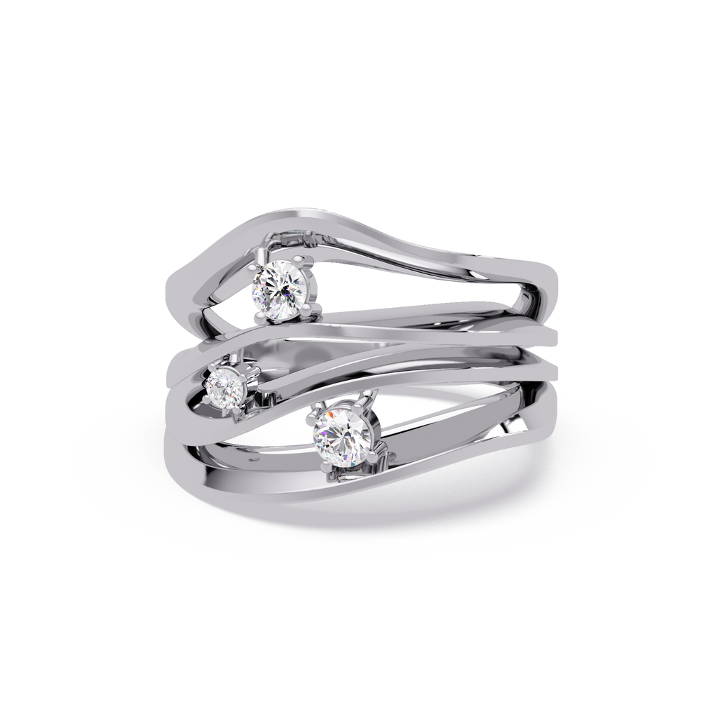 Three Stone Diamond Bypass Ring