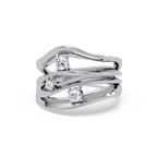Three Stone Diamond Bypass Ring