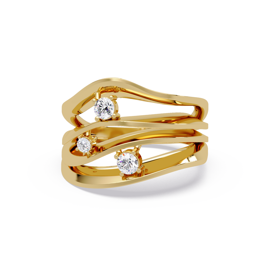 Three Stone Diamond Bypass Ring