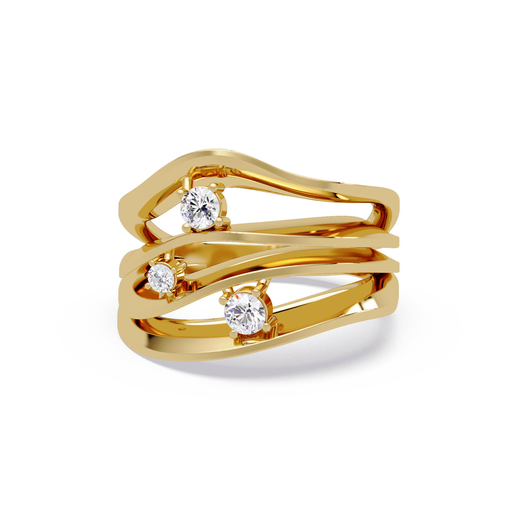 Three Stone Diamond Bypass Ring