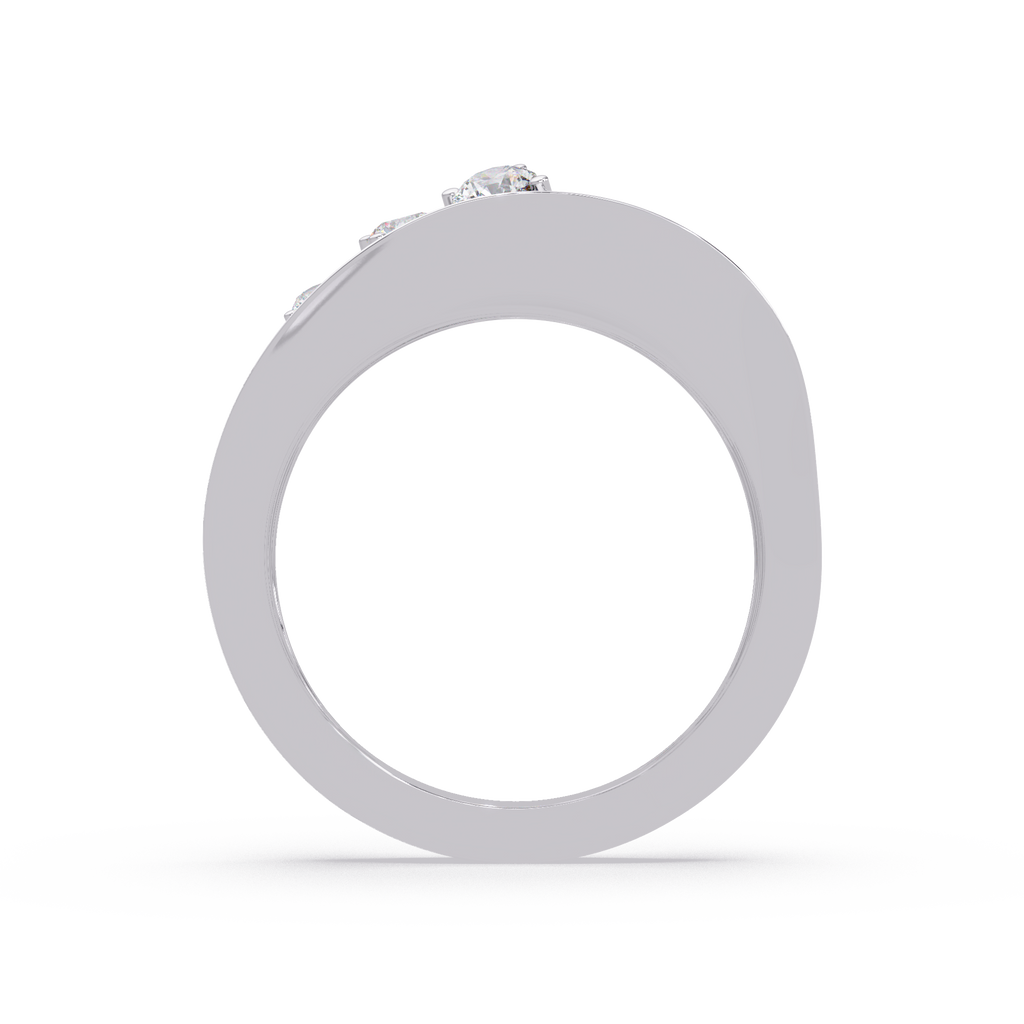 Three Stone Diamond Bypass Ring