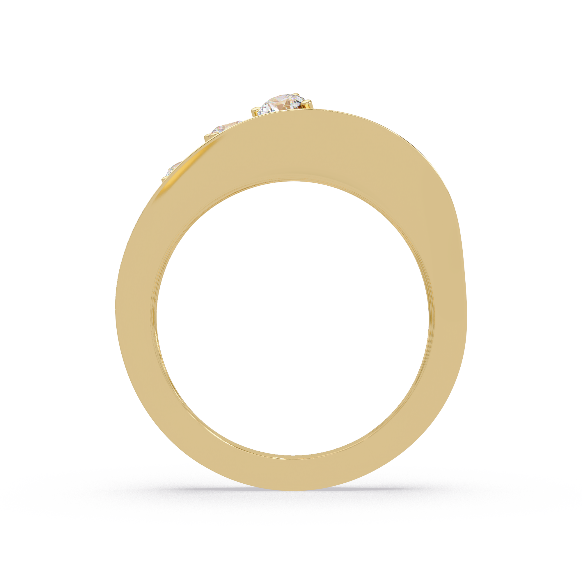 Three Stone Diamond Bypass Ring