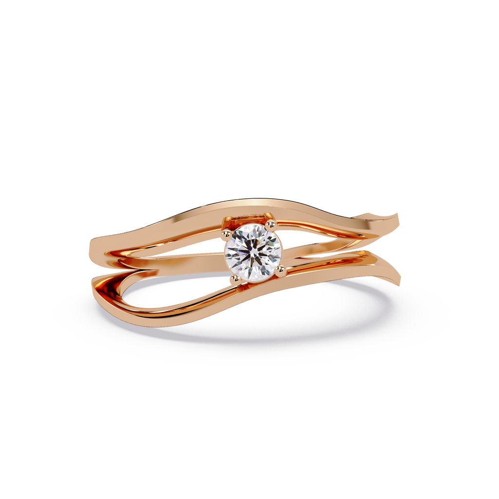 Round Cut Solitaire Bypass Ring | Modern Open Wrap Diamond Ring | Minimalist Engagement Ring |