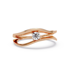 Round Cut Solitaire Bypass Ring | Modern Open Wrap Diamond Ring | Minimalist Engagement Ring |