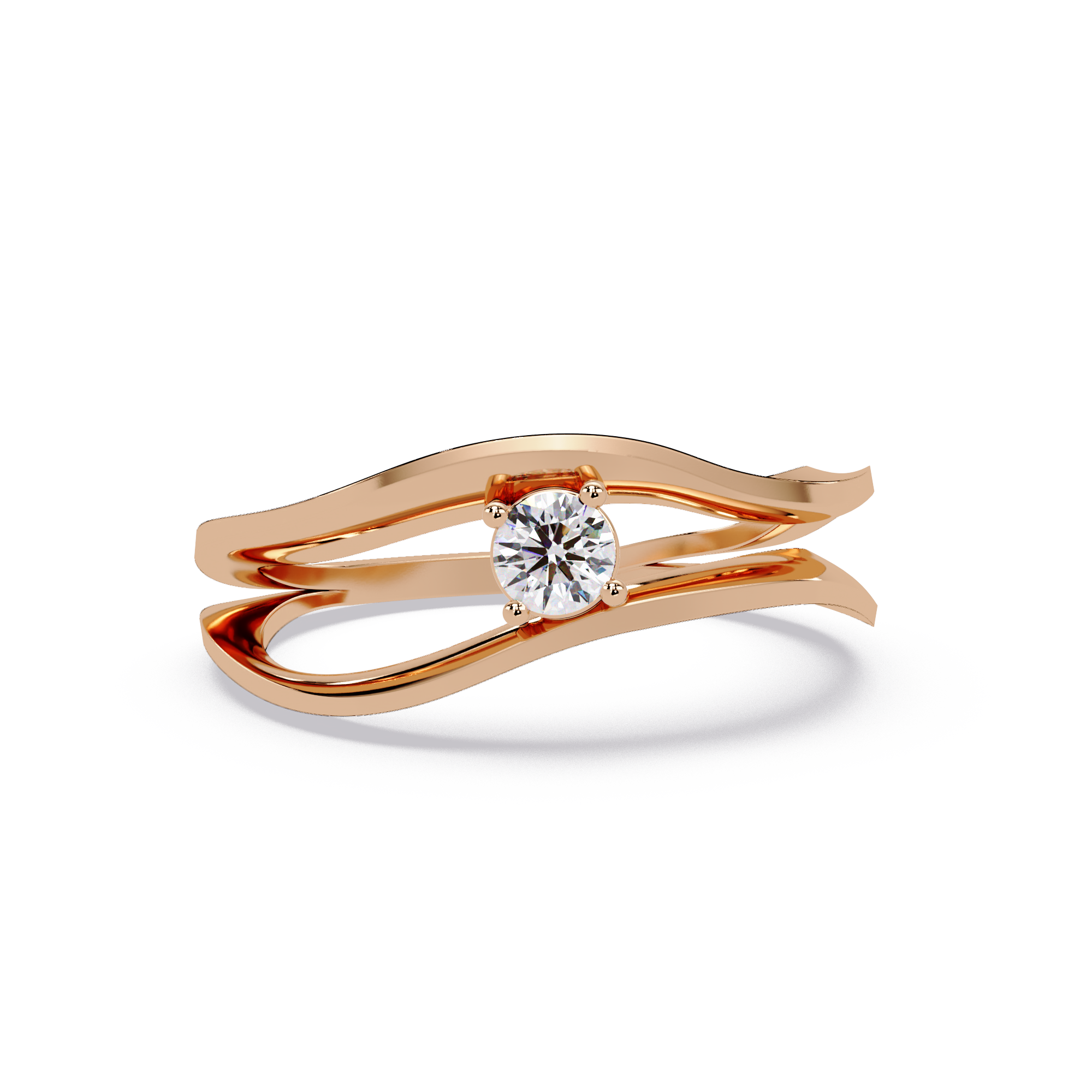 Round Cut Solitaire Bypass Ring | Modern Open Wrap Diamond Ring | Minimalist Engagement Ring |