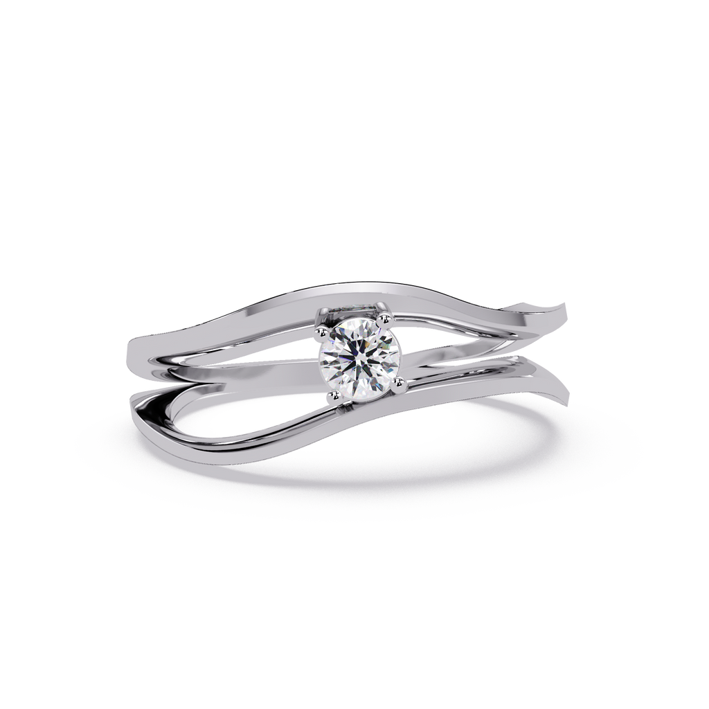 Round Cut Solitaire Bypass Ring | Modern Open Wrap Diamond Ring | Minimalist Engagement Ring |