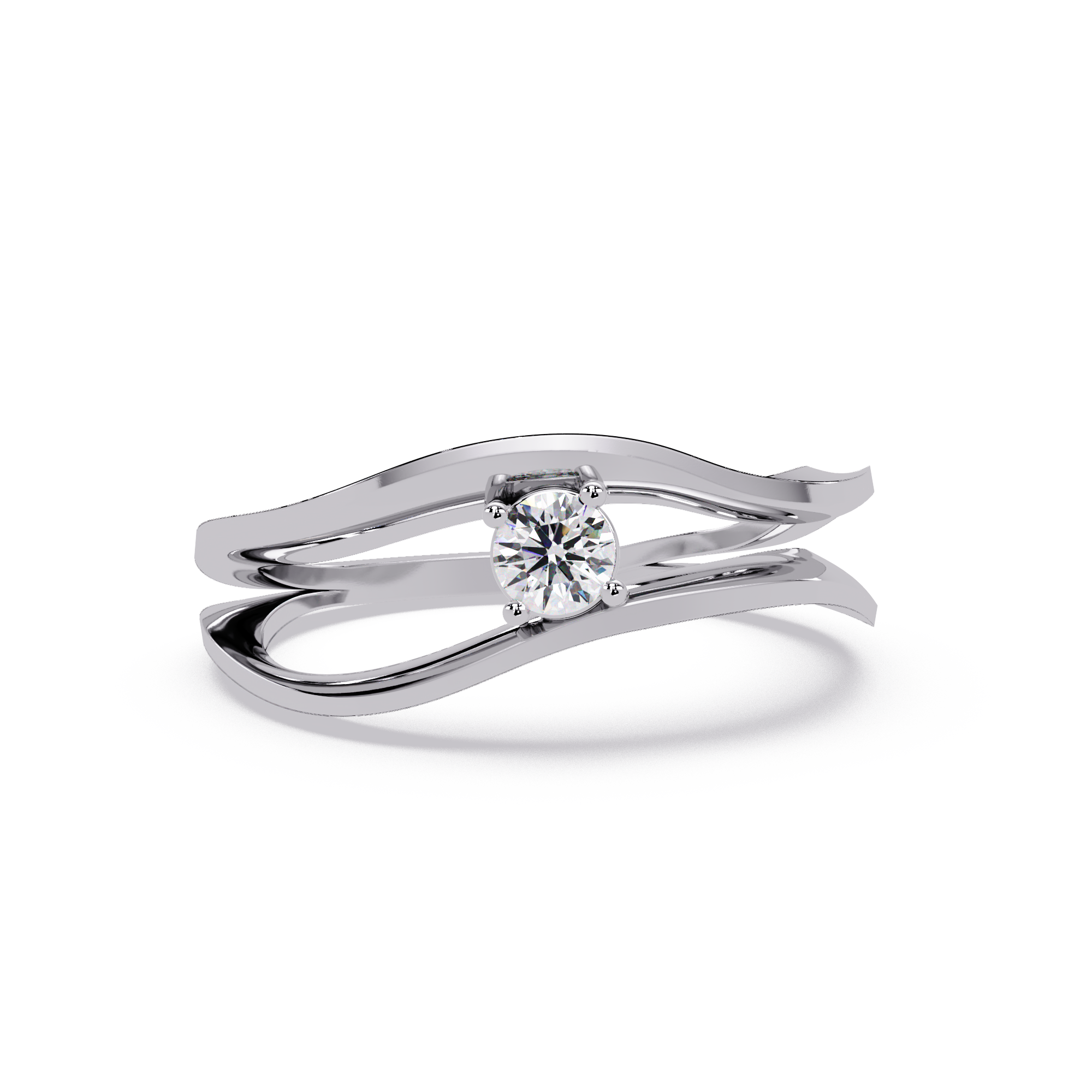 Round Cut Solitaire Bypass Ring | Modern Open Wrap Diamond Ring | Minimalist Engagement Ring |