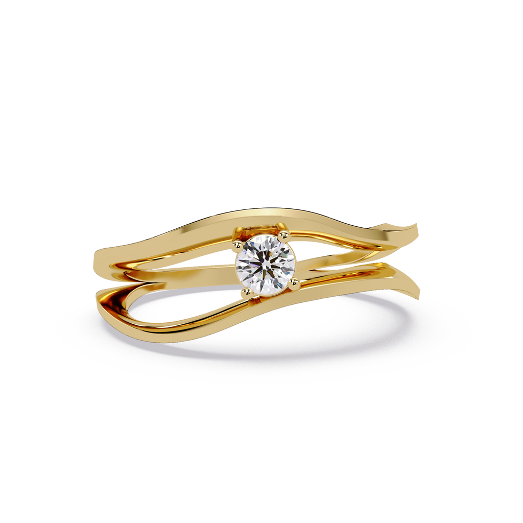 Round Cut Solitaire Bypass Ring | Modern Open Wrap Diamond Ring | Minimalist Engagement Ring |