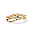 Round Cut Solitaire Bypass Ring | Modern Open Wrap Diamond Ring | Minimalist Engagement Ring |
