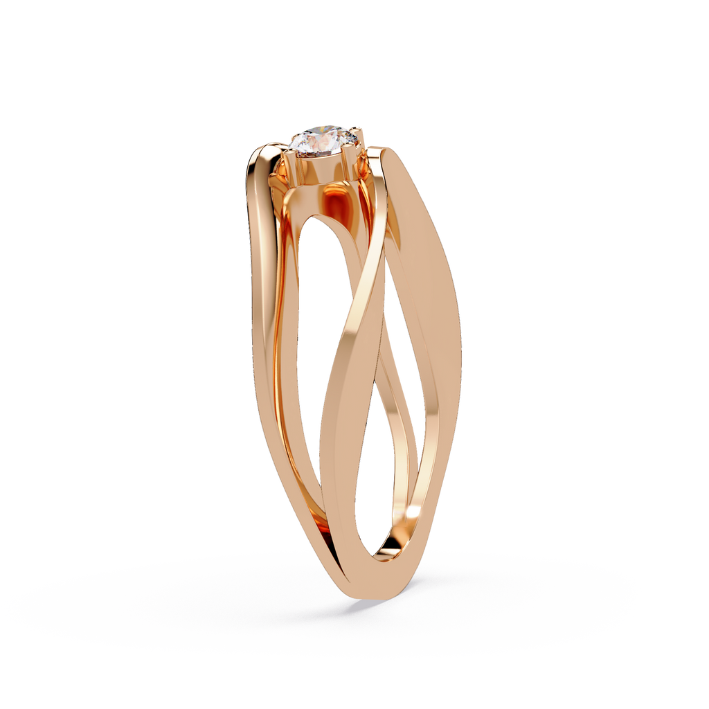 Round Cut Solitaire Bypass Ring | Modern Open Wrap Diamond Ring | Minimalist Engagement Ring |