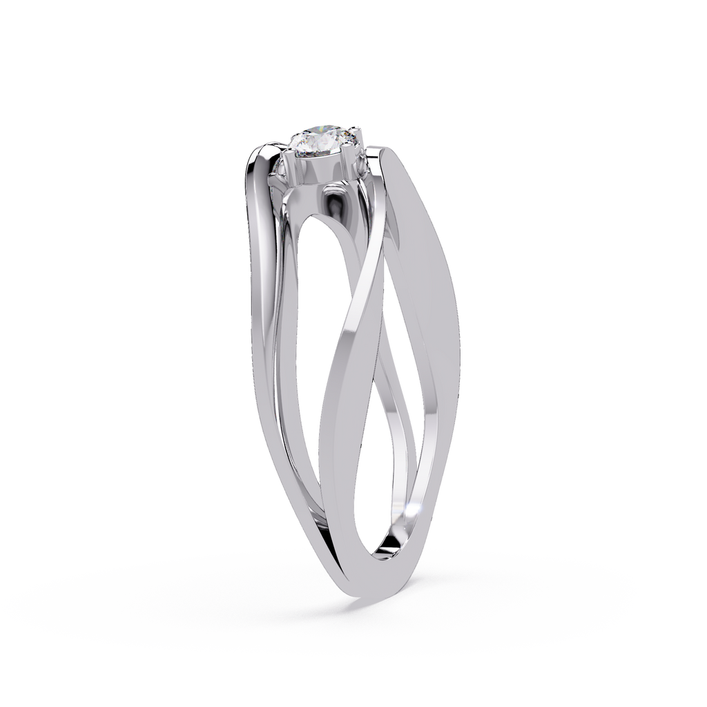 Round Cut Solitaire Bypass Ring | Modern Open Wrap Diamond Ring | Minimalist Engagement Ring |