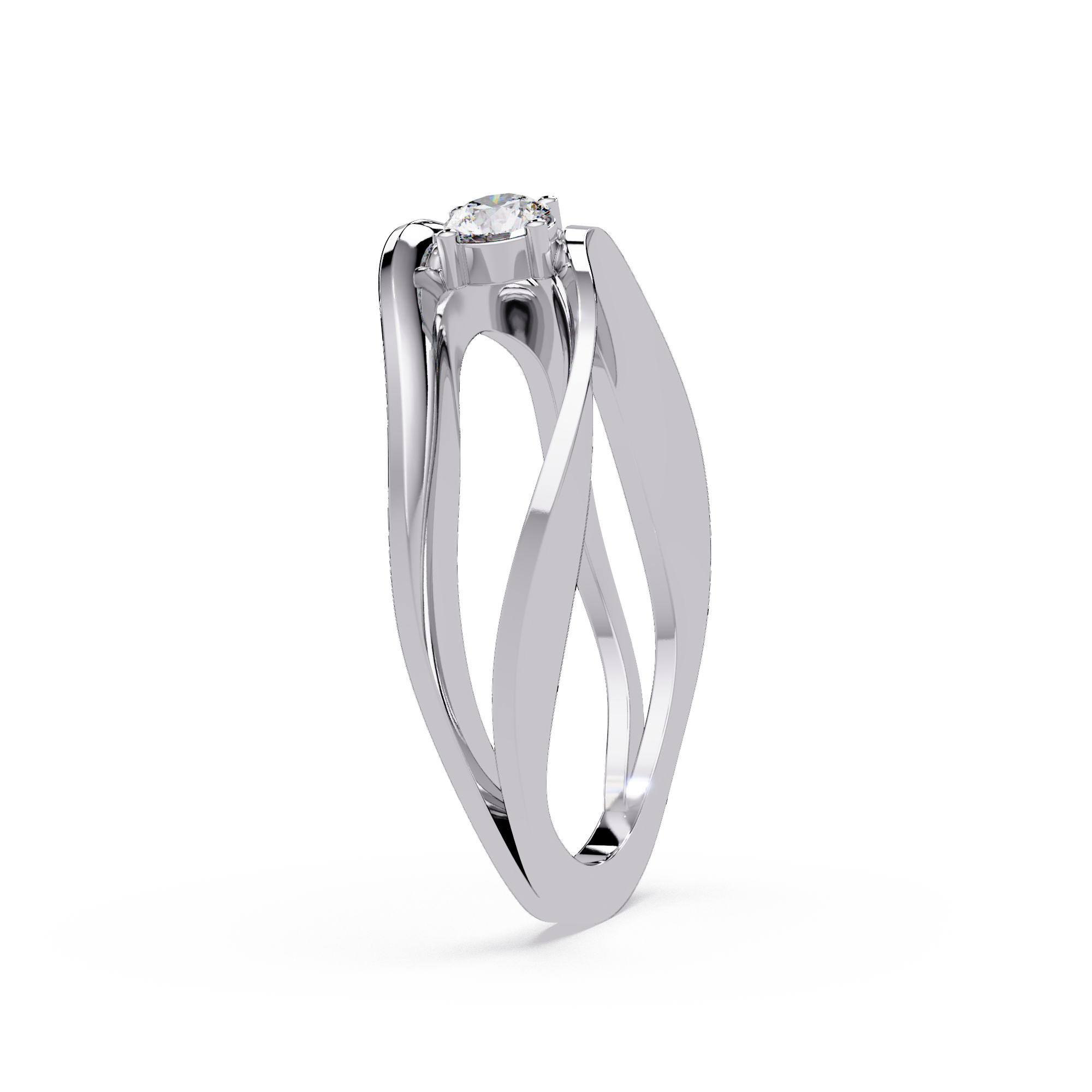 Round Cut Solitaire Bypass Ring | Modern Open Wrap Diamond Ring | Minimalist Engagement Ring |