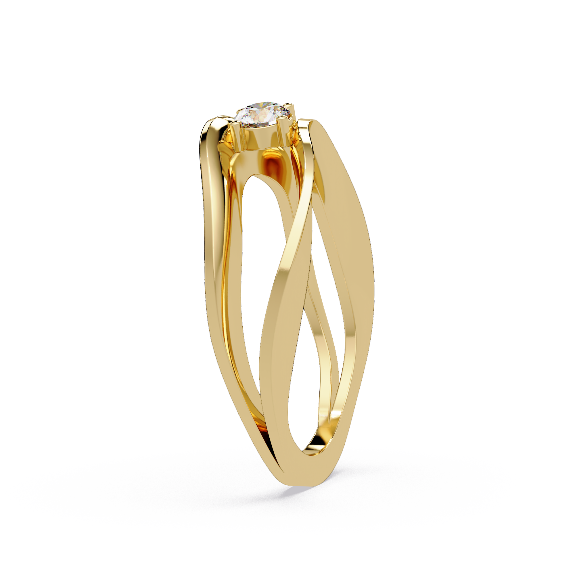 Round Cut Solitaire Bypass Ring | Modern Open Wrap Diamond Ring | Minimalist Engagement Ring |
