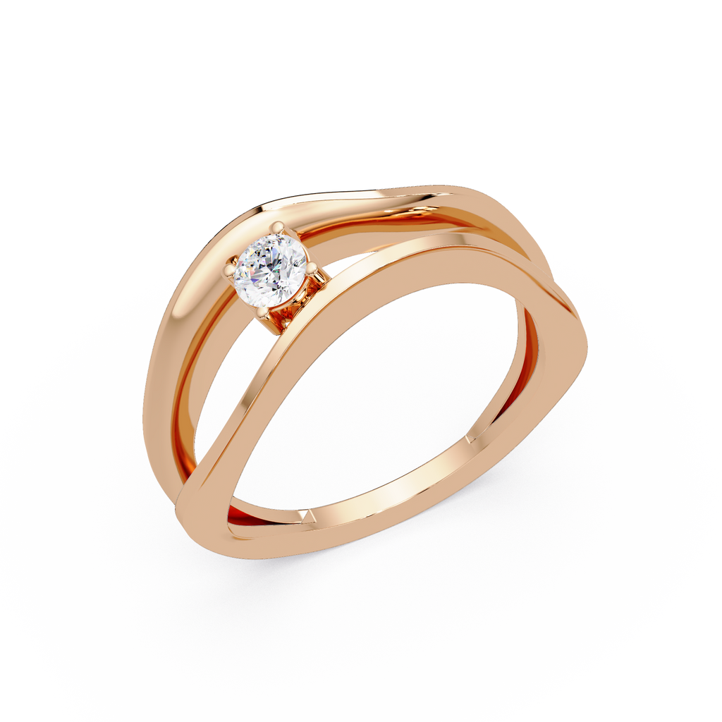 Round Cut Solitaire Bypass Ring | Modern Open Wrap Diamond Ring | Minimalist Engagement Ring |