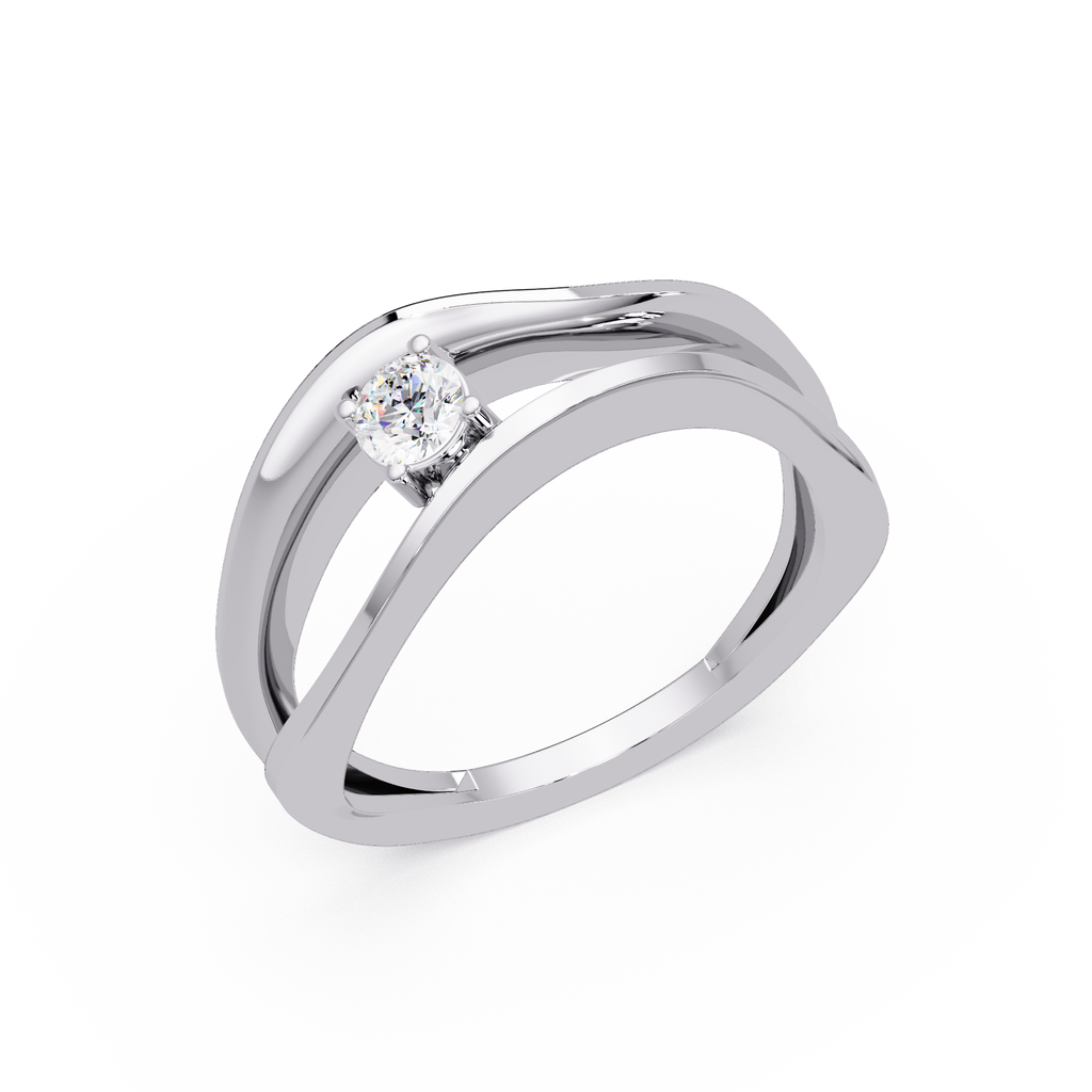 Round Cut Solitaire Bypass Ring | Modern Open Wrap Diamond Ring | Minimalist Engagement Ring |