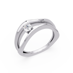 Round Cut Solitaire Bypass Ring | Modern Open Wrap Diamond Ring | Minimalist Engagement Ring |
