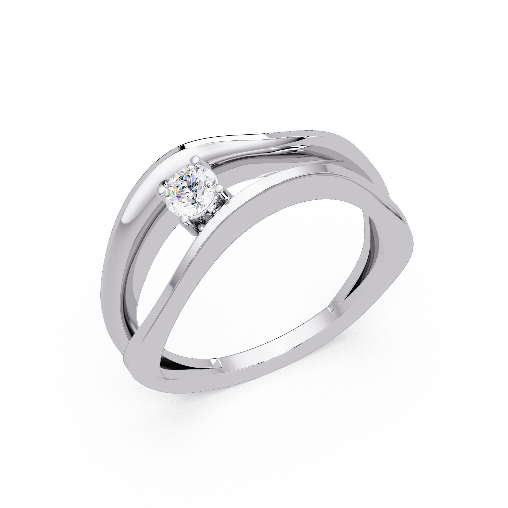 Round Cut Solitaire Bypass Ring | Modern Open Wrap Diamond Ring | Minimalist Engagement Ring |
