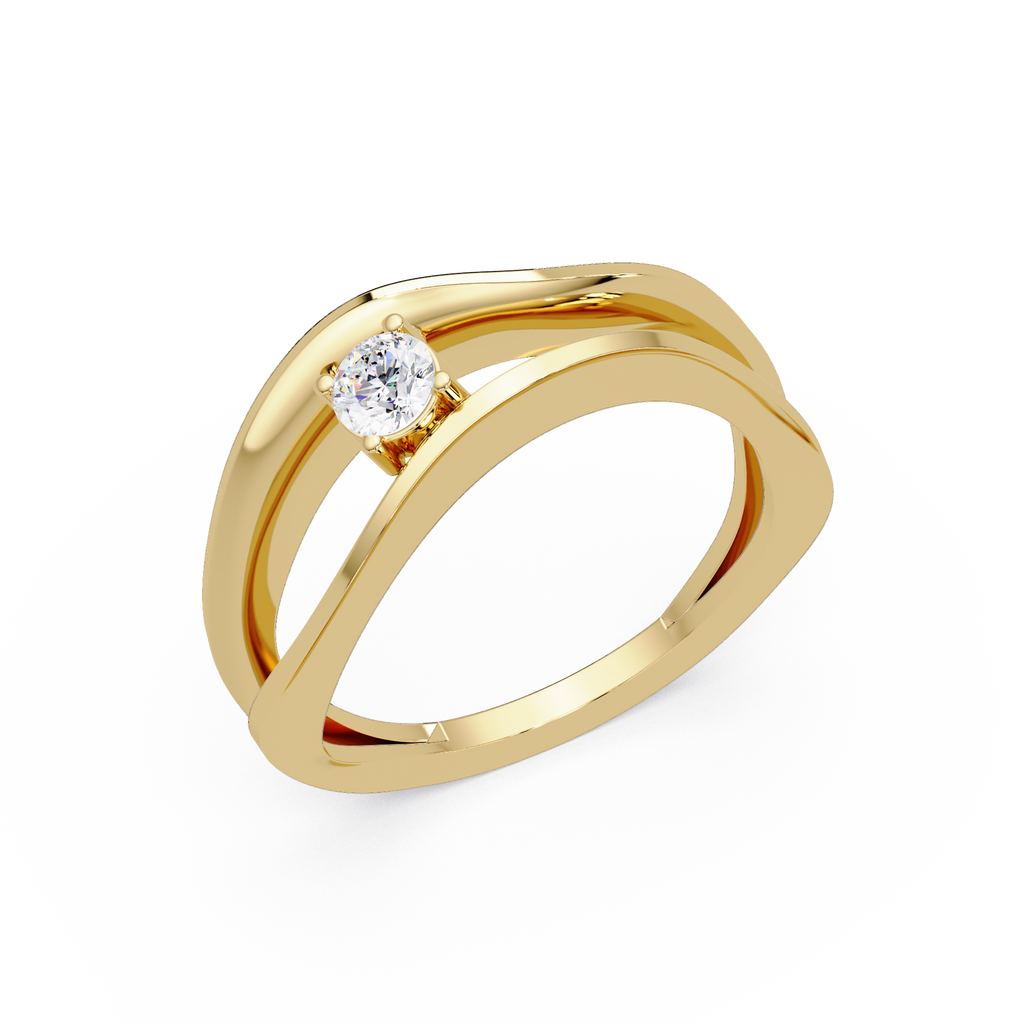 Round Cut Solitaire Bypass Ring | Modern Open Wrap Diamond Ring | Minimalist Engagement Ring |