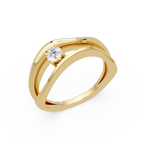 Round Cut Solitaire Bypass Ring | Modern Open Wrap Diamond Ring | Minimalist Engagement Ring |