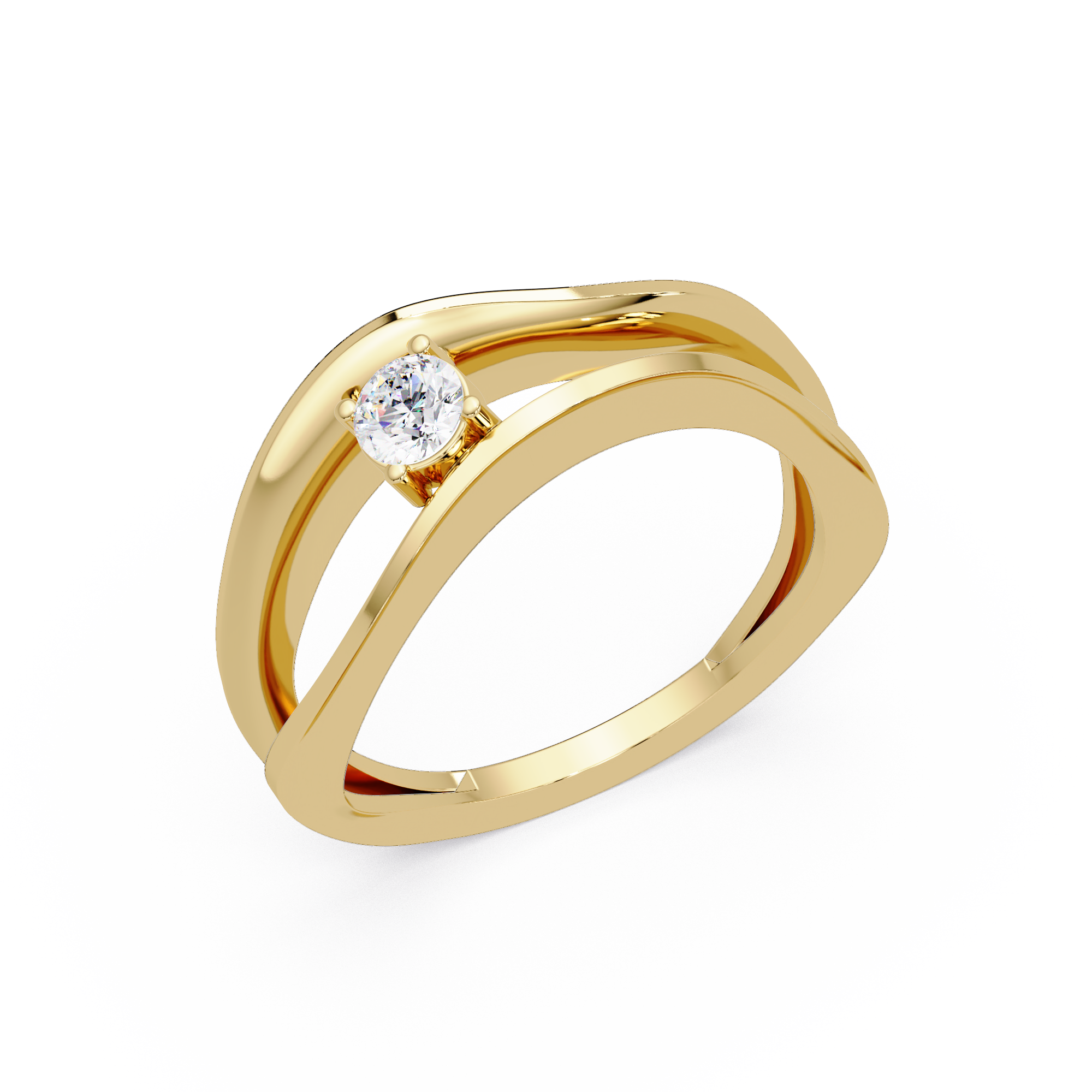 Round Cut Solitaire Bypass Ring | Modern Open Wrap Diamond Ring | Minimalist Engagement Ring |