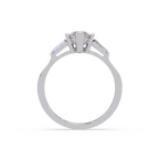 Custom Baguette Side Stone Marquise Cut Three Stone Engagement Ring